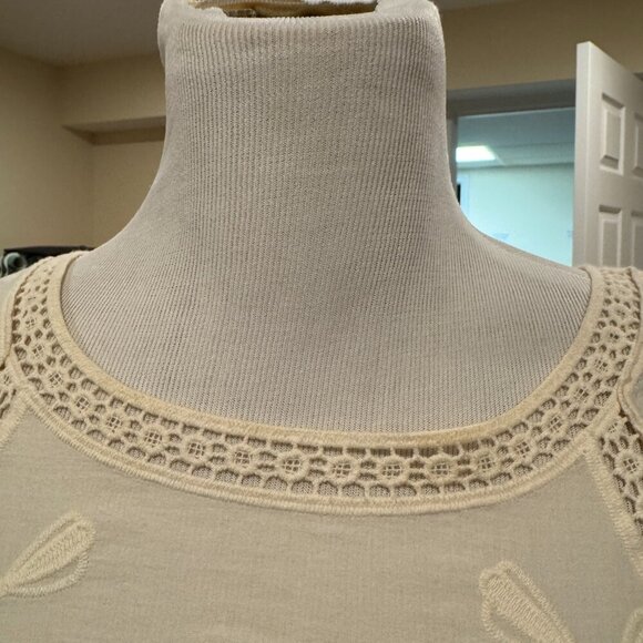 SOFT SURROUNDINGS Top Tunic peasant shirt cream crocheted lace embroidered XS - Picture 10 of 10